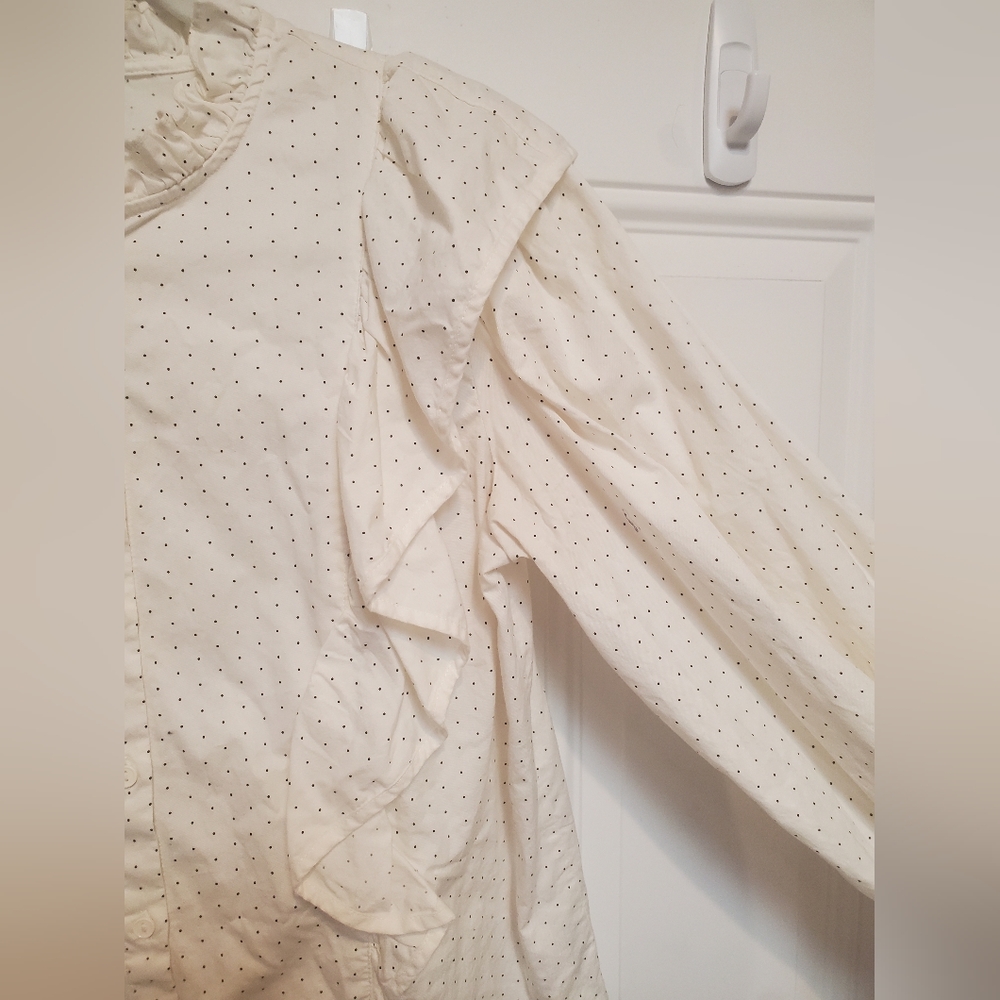 Polka Dot Ruffle Button Down Top - Picture 5 of 9